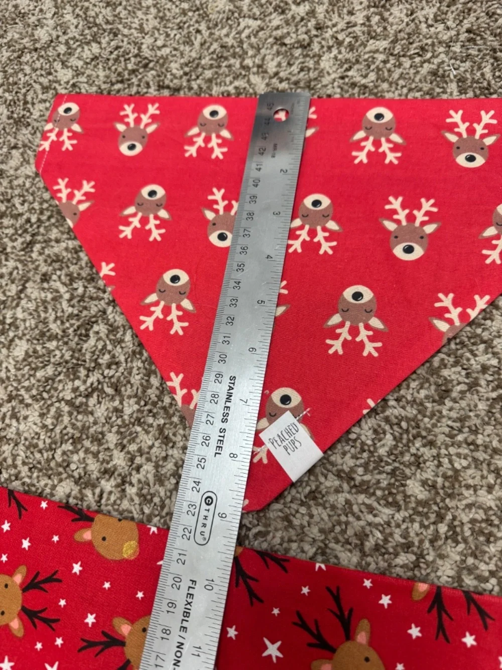 Christmas Reindeer Dog Bandanas - 2 Pack Over the collar bandanas